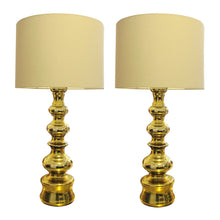 Load image into Gallery viewer, 1970&#39;&#39;s Large Pair of Gold Glass Table Lamps, Swedish
