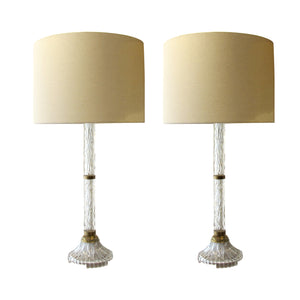 Mid-Century Pair of Glass and brass Table Lamps, 1960s German