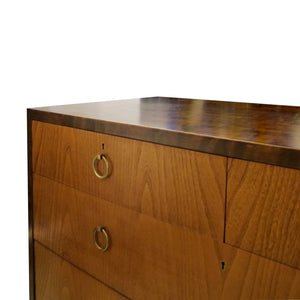 1920s/30s Swedish Chest of Drawers with Birch Veneers and Brass Handles