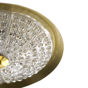 1960s Swedish Brass and Glass Ceiling Light with Moulded Glass