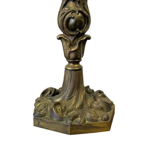 Early 1900s Pair of Art Nouveau Bronze Table Lamps, French
