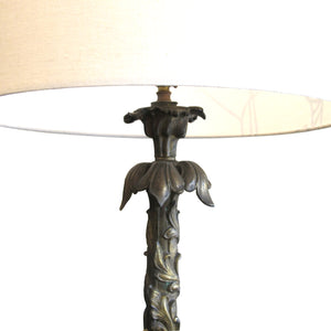 Early 1900s Pair of Art Nouveau Bronze Table Lamps, French