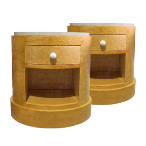 Mid-century Modern Pair of Cylindrical Side Table – Nightstands art Deco Style, English