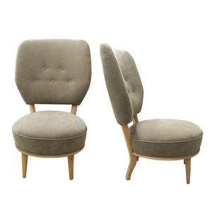 His and Hers Pair of Easy Chairs Newly Upholstered, 1950s Swedish