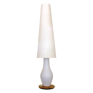 1950s Vase-Shaped White Glass Opaline Floor Lamps with Tall Conic Lampshades