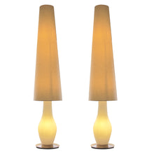 Load image into Gallery viewer, 1950s Vase-Shaped White Glass Opaline Floor Lamps with Tall Conic Lampshades
