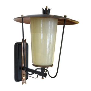 1950s Pair of French Wall Mount Lanterns with opaque coloured glass