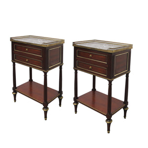 Pair of Louis the VXI style early 20th century mahogany bedside tables