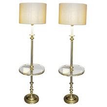 Load image into Gallery viewer, 1970s Pair of Brass Floor Lamps with Integrated Side Tables, Swedish
