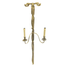 Load image into Gallery viewer, Early 1900s Pair of Large Gilt Bronze Wall lights in the Shape of a Bow Tie, French
