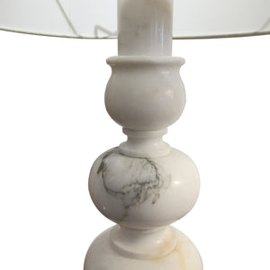 Pair of White Marble Bulbous Table lamps, Mid-Century Italian