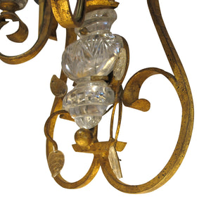 1970s Pair of Gilt Iron Wall Lights in the Style of Maison Baguès, Italian