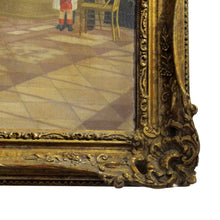 Load image into Gallery viewer, 1877 Oil Painting of a Scene in a Grand Hall with a Gilt Gesso and Wood frame, French

