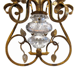 1970s Pair of Gilt Iron Wall Lights in the Style of Maison Baguès, Italian