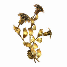 Load image into Gallery viewer, 1970s Pair of Gilt Toleware Floral Wall Lights by Hans Kögl, German
