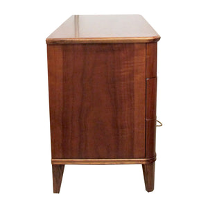 1940s Swedish Chest of Drawers with Walnut Veneers with Curved Edges