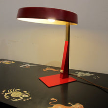 Load image into Gallery viewer, Mid-Century Flying Saucer Adjustable Red Desk Lamp, Italian
