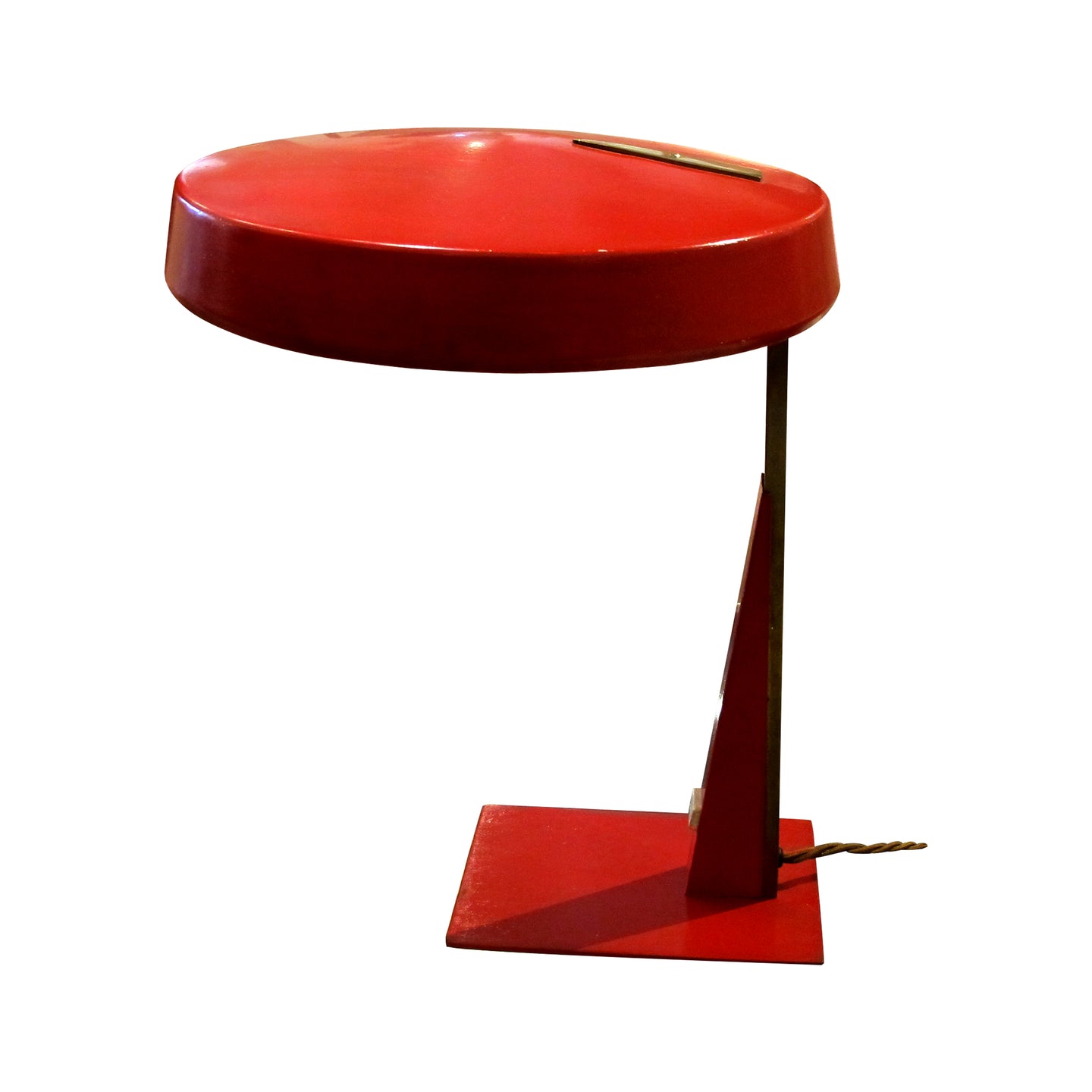 Mid-Century Flying Saucer Adjustable Red Desk Lamp, Italian