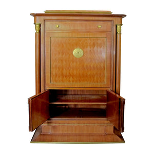 Exceptional Art Deco Cabinet Secrétaire Attributed to Jules Leleu with Bronze Ornaments, French