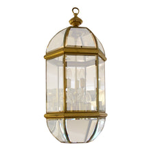 Load image into Gallery viewer, 1970s Tall Hexagonal Brass and Curved Bevelled Glass Lantern, Swedish
