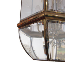 Load image into Gallery viewer, 1970s Tall Hexagonal Brass and Curved Bevelled Glass Lantern, Swedish

