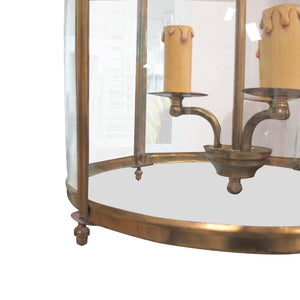 Late 19th Century Pair of Neoclassical Style Curved Glass Brass Lanterns, French