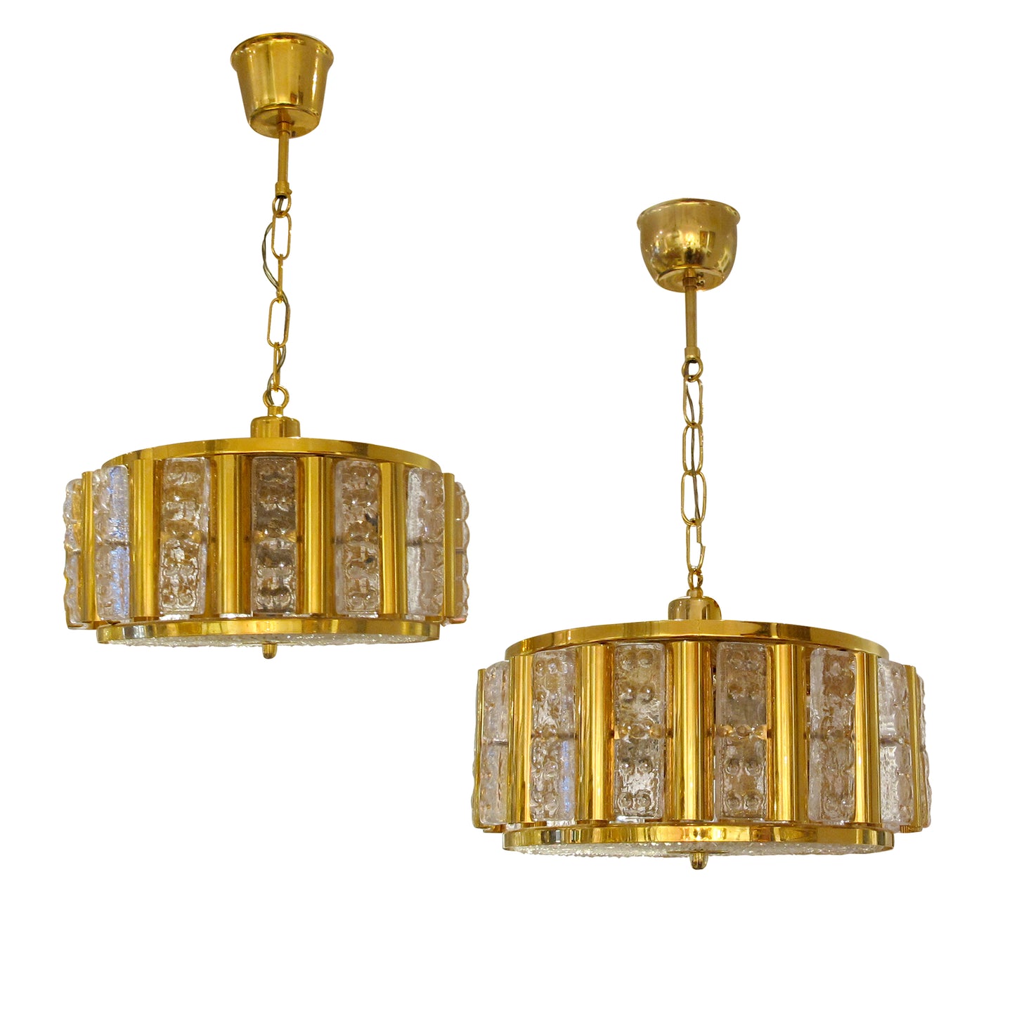 1960s Pair of Round Ceiling Lights by Carl Fagerlund for Orrefors, Swedish