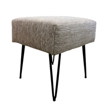 Load image into Gallery viewer, 1950s Pair of Occasional Stools Newly Upholstered with Metal Hairpin Legs, French
