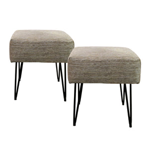 1950s Pair of Occasional Stools Newly Upholstered with Metal Hairpin Legs, French