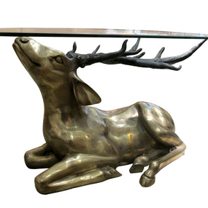 1970s Belgian Brass Coffee table in the Shape of a Resting Stag