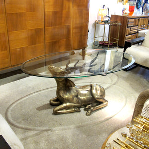 1970s Belgian Brass Coffee table in the Shape of a Resting Stag