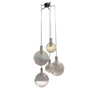 1960s Five Glass Globes Pendant Ceiling Light by Doria Leuchten, German