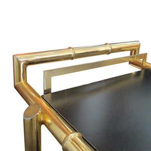 1970s Brass Two Tier Faux Bamboo Trolley – Bar Cart, Belgian