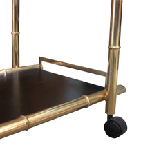 Load image into Gallery viewer, 1970s Brass Two Tier Faux Bamboo Trolley – Bar Cart, Belgian
