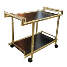 Load image into Gallery viewer, 1970s Brass Two Tier Faux Bamboo Trolley – Bar Cart, Belgian
