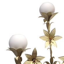 Load image into Gallery viewer, Large pair of French 1950s Toleware Lilies Wall light with Glass Shades
