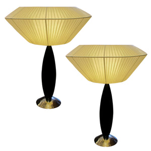 Italian 1950s Large Conical Pair of Tables with Large Lampshades