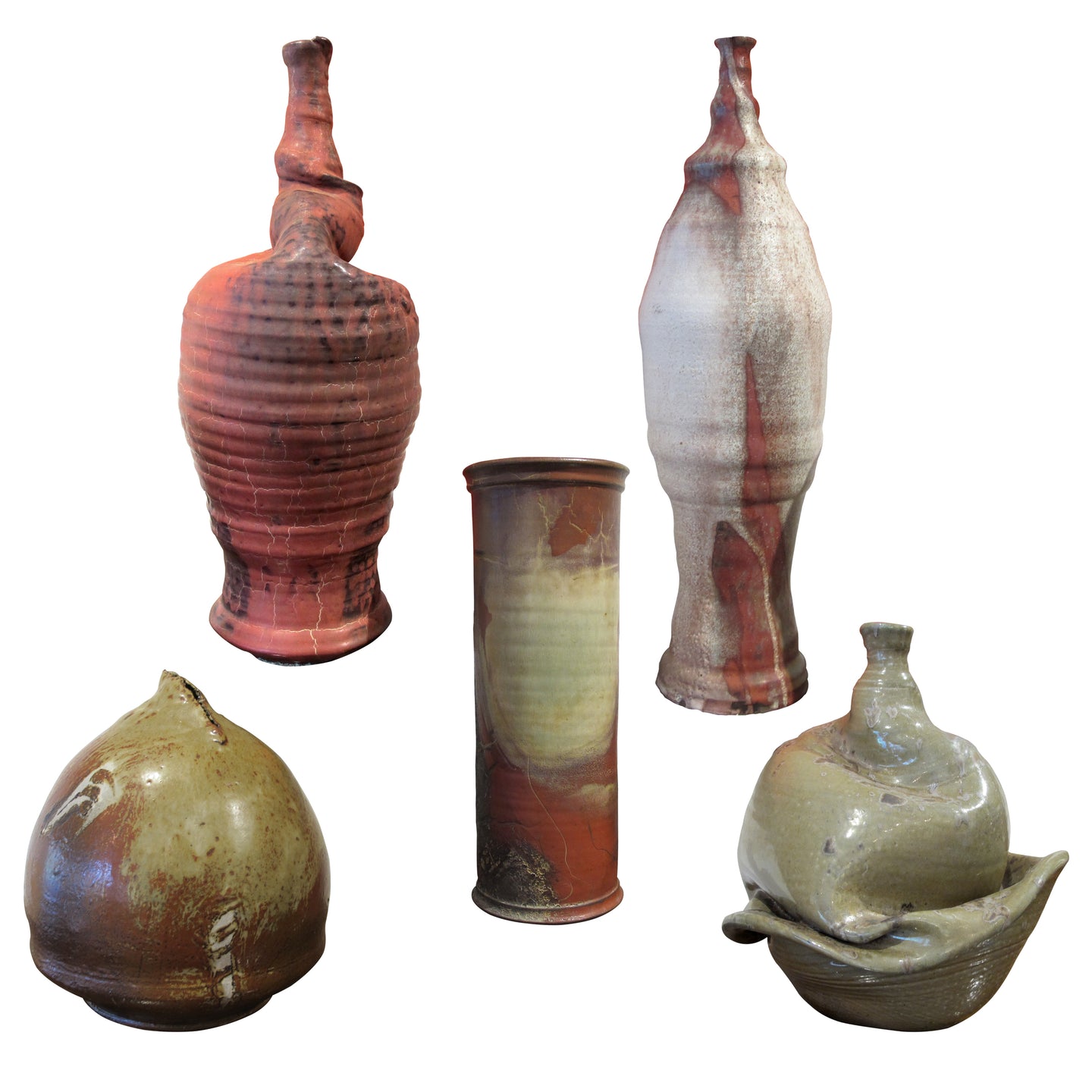 1970S Set of Five Abstract Ceramic vases by Mario Enke, Germany