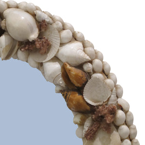 1960s Italian Oval Wall Mirror Encrusted with Sea Shells and Corals