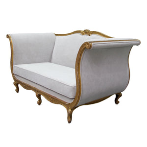 Late 19th Century French Large Gilt Frame Sofa Newly Upholstered