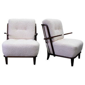 Pair of 1940s German Armchairs with an Oak Frame Newly Upholstered