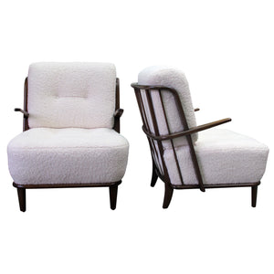 Pair of 1940s German Armchairs with an Oak Frame Newly Upholstered