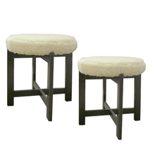 Load image into Gallery viewer, 1960s Pair of Teak Frame Stools Newly Upholstered, Scandinavian
