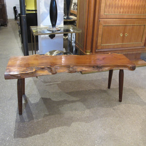 1960s Live Edge Yew Wood Bench Attributed to Reynolds Of Ludlow, English