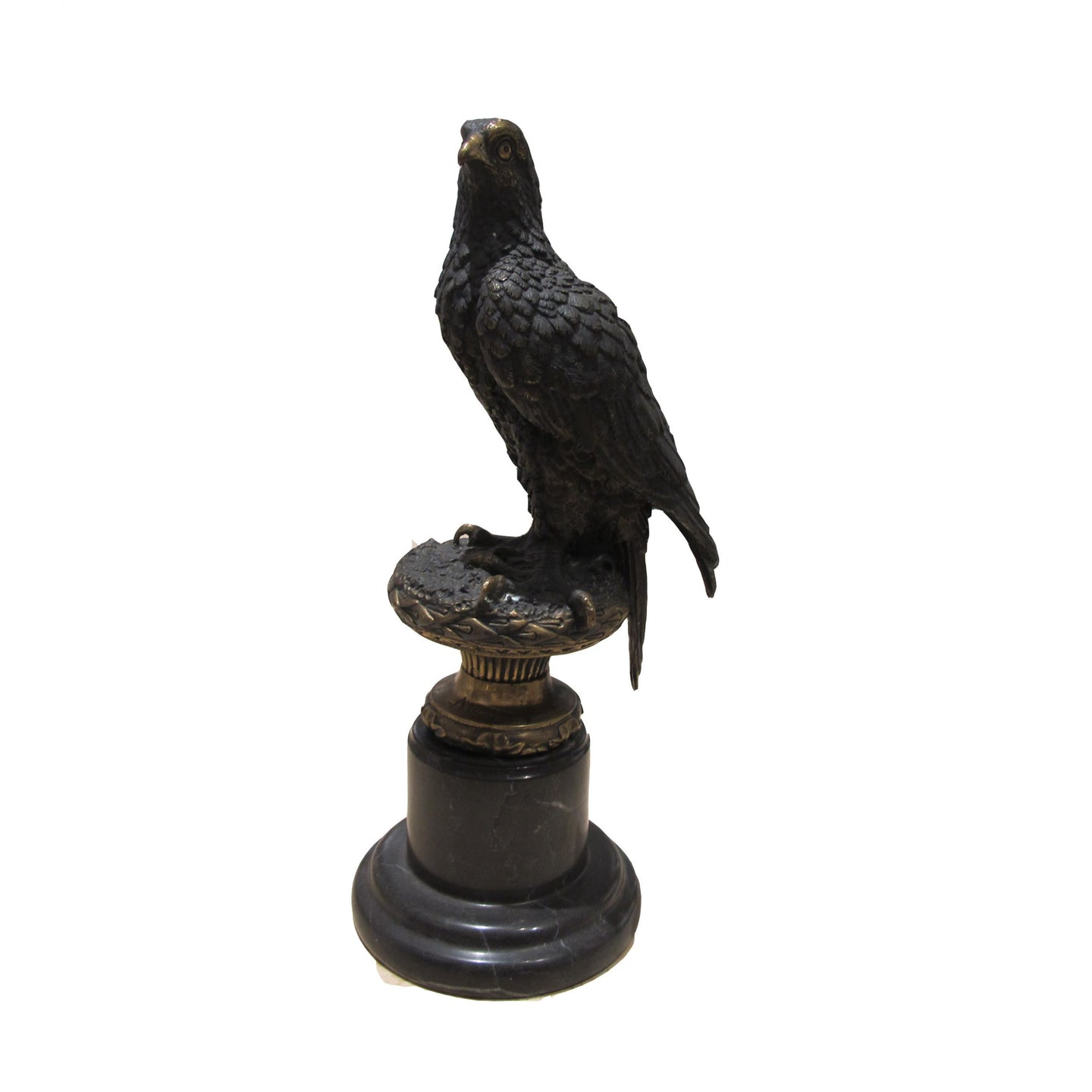 A bronze sculpture of an eagle