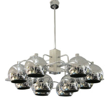 Load image into Gallery viewer, 1960s Large 12 Chrome Globes Geometric chandelier by G. Sciolari, Belgian
