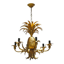 Load image into Gallery viewer, 1950&#39;s gold pineapple chandelier with 6 branch, Italian
