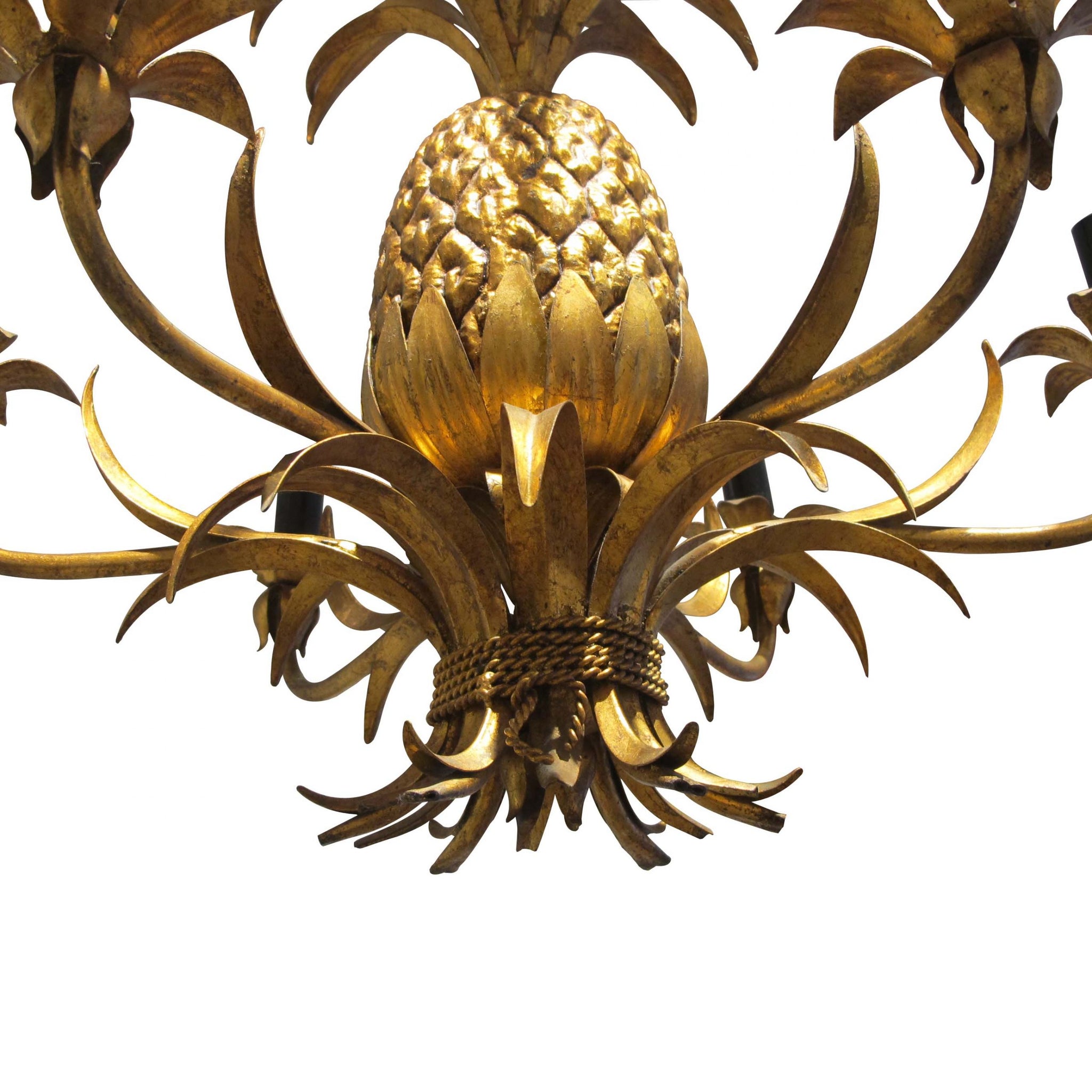 1950's gold pineapple chandelier with 6 branch, Italian – Church