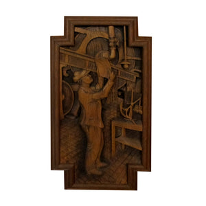 A 1940’s oak cabinet with carvings by E. Hallanvaara, Finnish