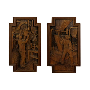 A 1940’s oak cabinet with carvings by E. Hallanvaara, Finnish